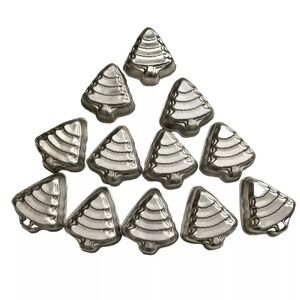 Vintage Lot Of 12 Mini Christmas Tree Metal Baking Tins Molds VTG